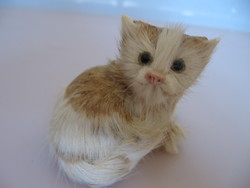 Handcrafted miniature kitten, cat figure with real fur
