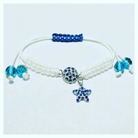 Bermuda blue swarovski crystal macrame style skin-friendly adjustable bracelet!
