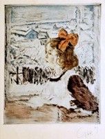 Csók István 23 x 19 cm színezett rézkarc, papír