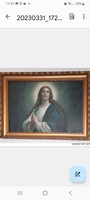 Saint image and tapestry for sale in a beautiful frame. Size: large image 117×88 cm, small: 64×53 cm.