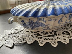 Rare! Antique English willow pattern ceramic serving bowl with lid - copeland?