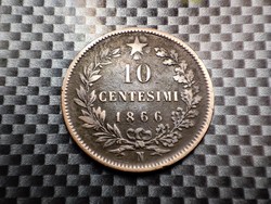 Olaszország 10 Centesimi, 1866