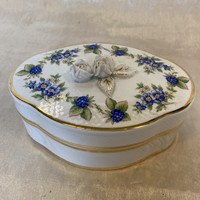 Gyönyörű Hollóházi szeder mintás porcelán bonbonier