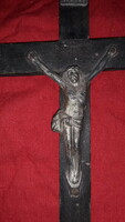 Antique wood - metal crucifix cross with metal body in perfect condition 24 cm according to the pictures