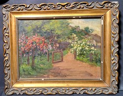 Gimzer etel (1876-1919): flower garden - oil painting - female painter, xx. Beginning of the century
