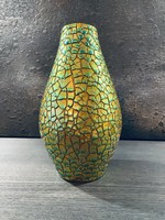 Zsolnay rarity, green shrink-glaze, cracked-glaze eosin vase, absolutely flawless