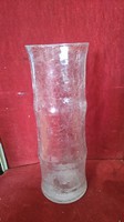 Retro broken glass (craclee glas) bamboo-form vase - Austrians? 25Cm high 9 cm in diameter