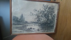 Nice antique charcoal or pencil drawing late 19th-early 20th century Hungarian artist Gyula Aggházy (1850-1919) ???