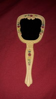 Old vinyl hand mirror with floral princess handle in very nice condition 17 cm according to pictures
