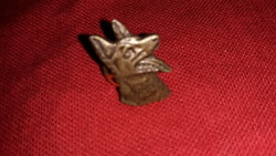 Old very nice copper hunting hat, dog German Shepherd collar button badge as shown in the pictures