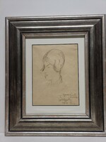"Art-deco hölgy" Tóth Gyula grafika, grafit