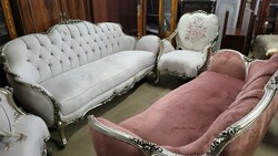 Silver bicolor upholstered sofa set