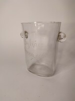 Régi háború előtti mércés üveg kúrapohár Szliács felirattal