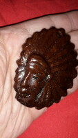 Old beautiful handmade glazed ceramic Native American chieftain plaque / pendant as shown in pictures