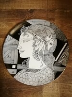 Hollóházi Szász Endre porcelán tányér 31 cm,pillangós