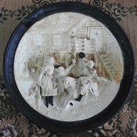 Antik papírmasé falitányér - falitál - fali tál / tányér