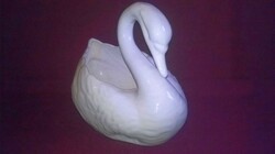 Large, ceramic swan, shelf decoration or offering, basket