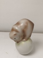 Hollóházi kézzel festett porcelán cirkuszi medve figura - 50139