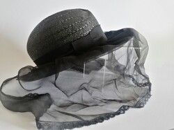 Mayser milz designer black veiled women's hat 1950s/60s