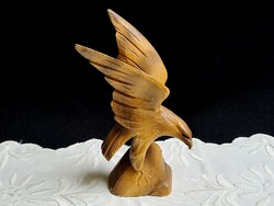 Hand-carved wooden eagle bird 14 cm high