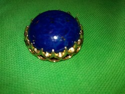 Antique beautiful blue stone brooch pin in a copper socket, bijou jewelry according to the pictures