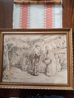 Révész Imre (1859 Sátoraljaújhely -1945 Nagyszőlős)  keretezett rézkarc - Kecskemét