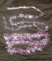 Old silver-pink Christmas tree ornament garland, Christmas decoration, elastic boa 3pcs.
