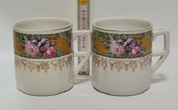 Cseh színes virágmintás porcelán bögre 2 db (2629)
