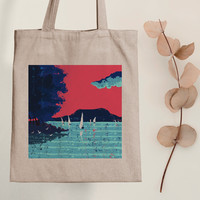 Sailboats - canvas bag - with wolf benjamin graphics