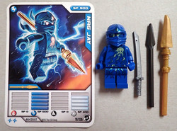 Gyűjtőknek! Ritka, eredeti Lego Ninjago Spinners NRG Jay mini figura minifigura + kártya 3db fegyver