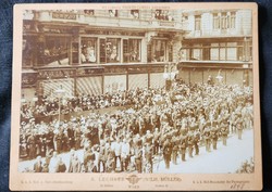 Original marked hardback large photo 1898 Queen Elizabeth Sissi's funeral procession Vienna r. Lechner