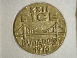 Lánc Hid motivummal Budapest 1970 , FICE XXII  ( a 22 -dik FICE-re )  Bronz Plakett