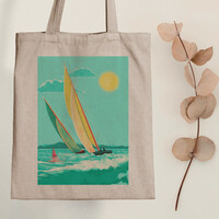 Two sailboats - canvas bags - with wolf benjamin graphics