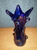 Nehéz, Bohémia kék üveg váza - 39 cm magas