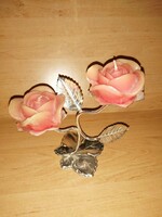 Rose-shaped candle, 17 cm high with candle holder