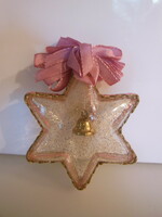 Christmas tree decoration - star - 11 x 10 x 4 cm - plastic - silk ribbon - perfect