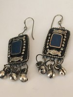 Ethnic - afghan - / metal - silver / earrings with lapis lazuli