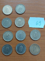 10 pieces of Hungarian 1 forint, all different year 69
