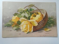D195439   Régi képeslap - C.Klein  csendélet  rózsa  1920k