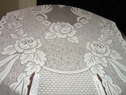 Gyönyörű vintage áttört rózsa mintás különleges fehér vitrázs függöny