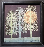 Erdei fák - jelzett textilfestmény