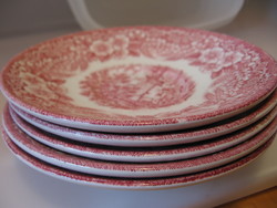 English pink farm country landscape small plate set of 5 broadhurst