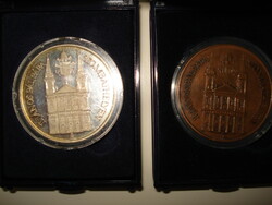 II. János Pál in Szombathely. Silver pp + bronze coin pair.