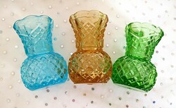 Régi Bohémia kis üveg váza 8cm 3db darabonként