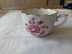 Herendi pink purple Nanking bouquet decorated mocha coffee cup