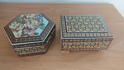 (K) 2 small wooden boxes