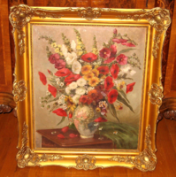 New Year's offer! The painter of Nagykőrös is guaranteed to be an original Kladács alajos / 1904- 1972/ flower still life