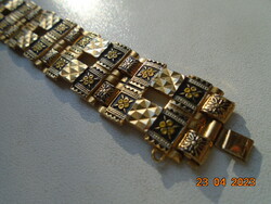 Damascus, 24 kt gold hand-made wider niello bracelet