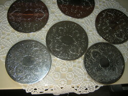6 silver-plated engraved cup coasters