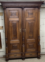 German carved column cabinet